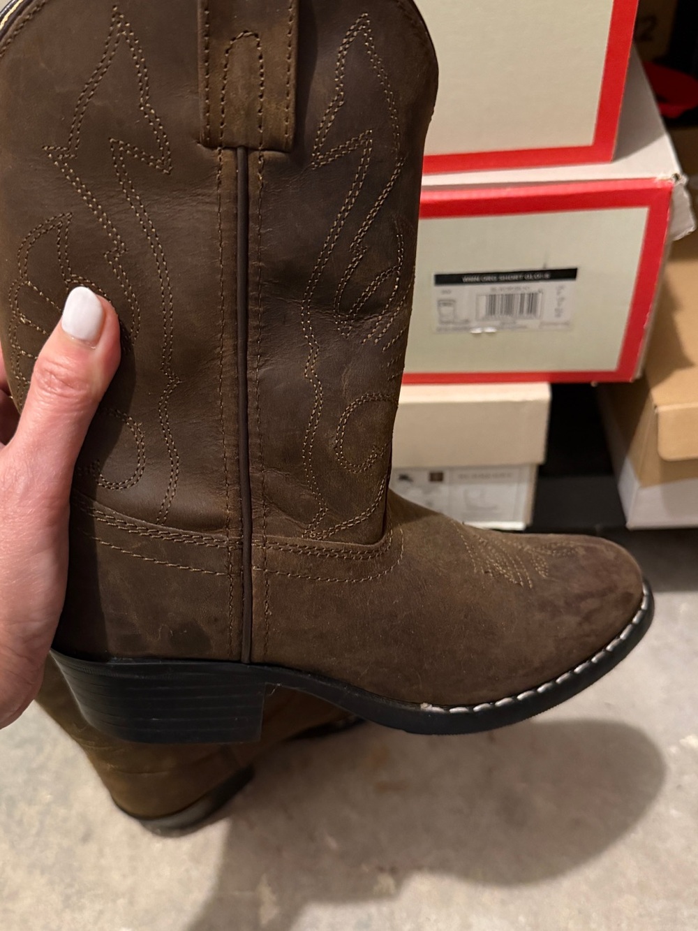 Girls Brown Suede Western Boot - Classic Cowboy Style
